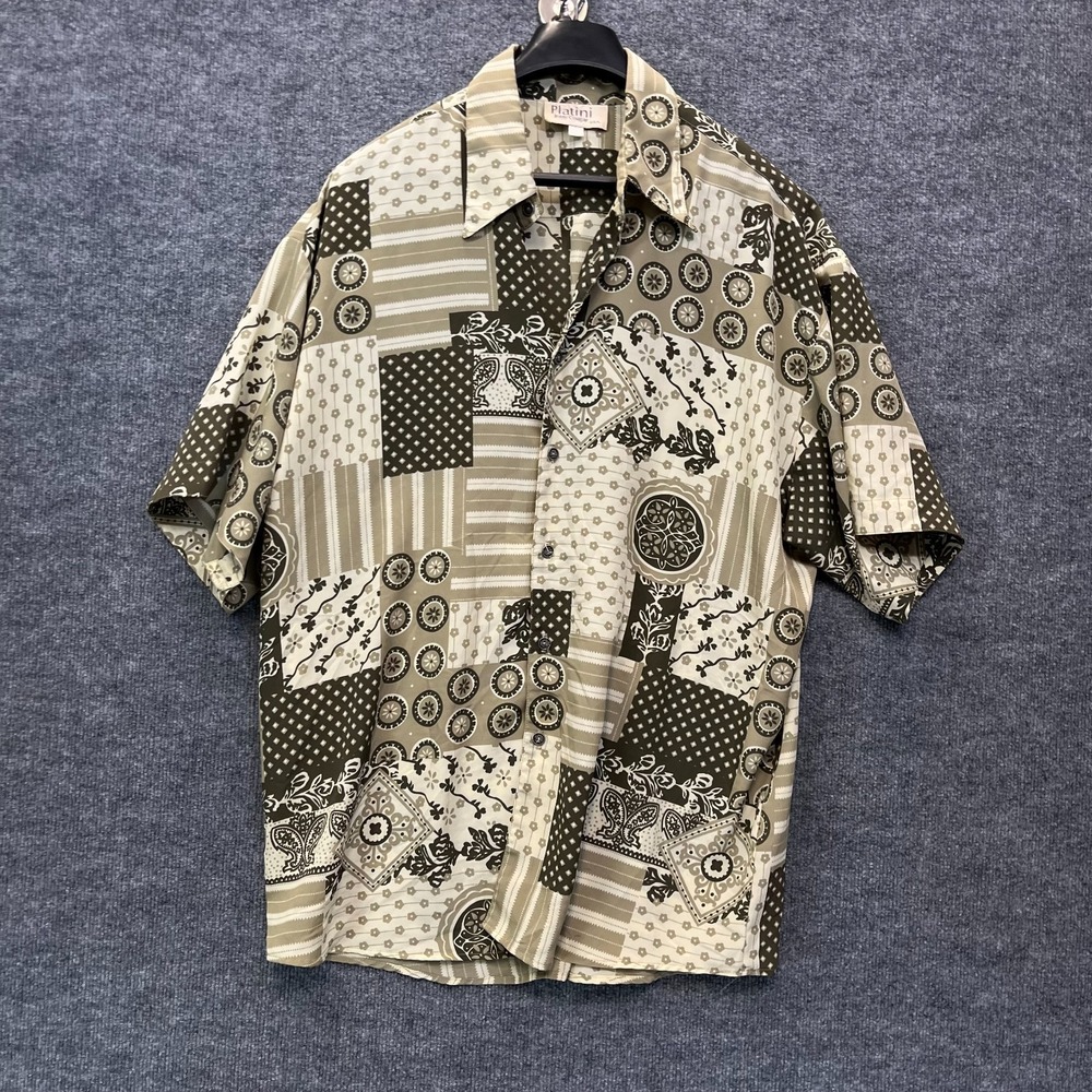 Platini Button-Up Short Sleeve Shirt Men's Bandanaβ Paisley Print USA Boho - 2XL